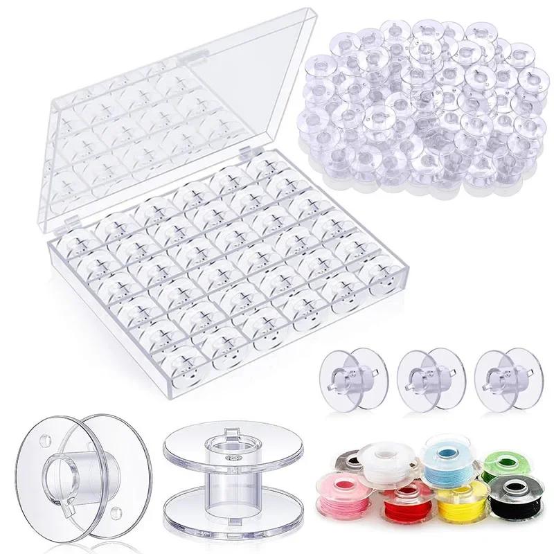 Bobinas transparentes para máquina de coser, carretes vacíos de plástico, caja de almacenamiento para el hogar, accesorios de costura, herramientas, 25 piezas