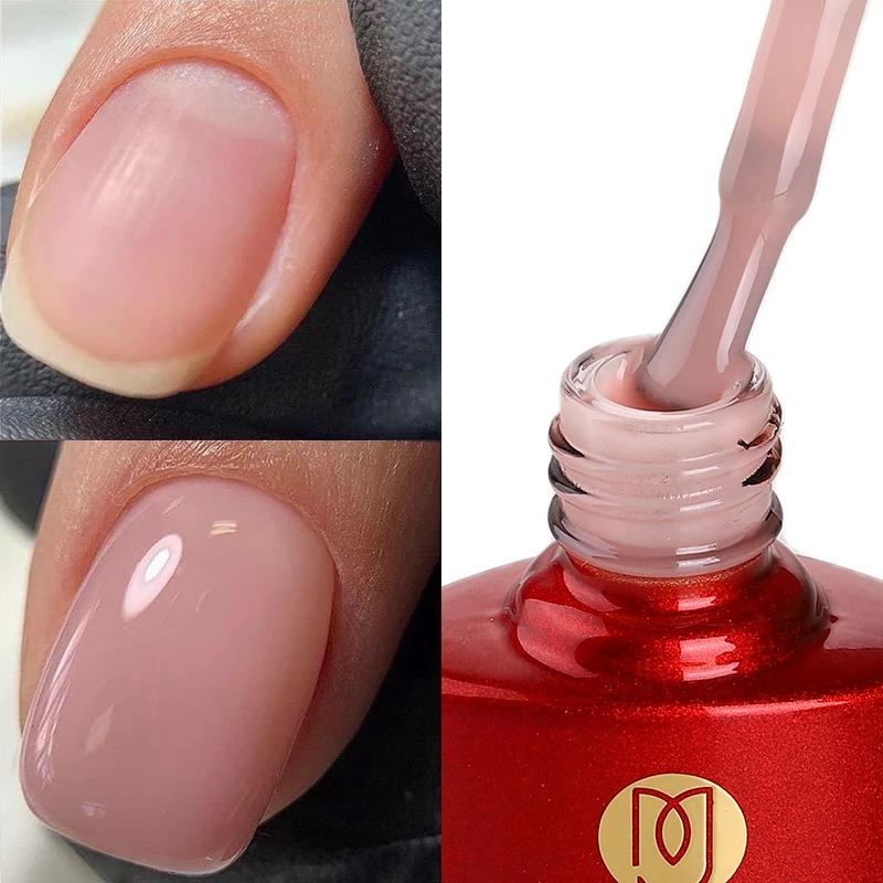 MSHARE-Gel Base de goma rosa lechoso, capa de Color de camuflaje con purpurina, barniz de Gel para uñas, laca, esmalte de Gel LED UV de 10ml