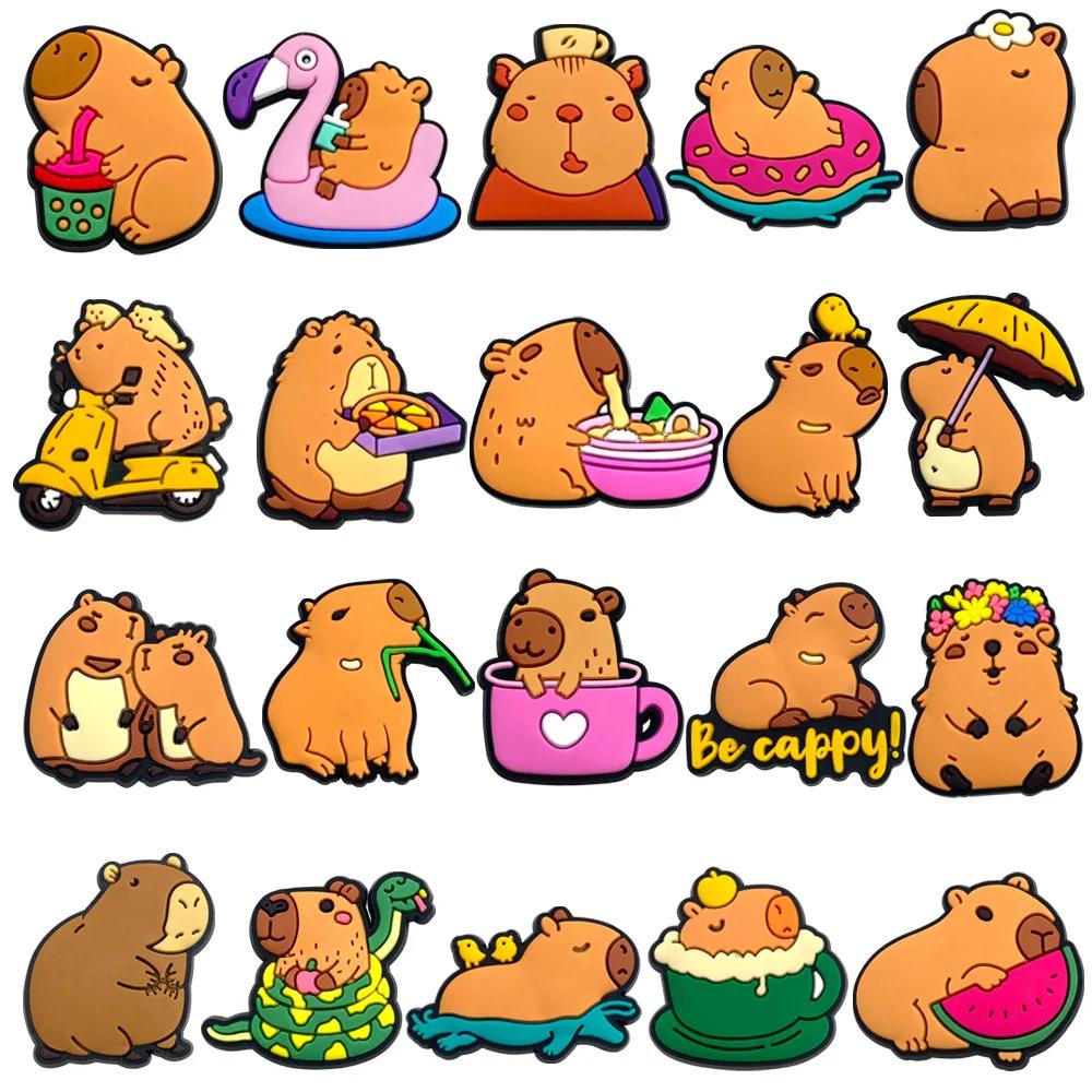 Lindos animales Capybara zapatos encantos para Crocs accesorios encantos zuecos diapositivas zapato DIY decoración de zapatos hebilla regalo de fiesta para niños