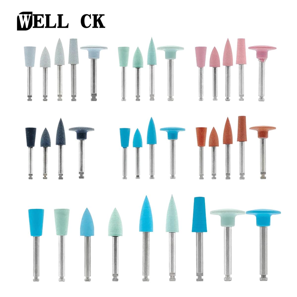 WELLCK-talillas de molienda de silicona Dental, pulidor de dientes para máquina de baja velocidad, herramientas dentales de pulido, laboratorio de odontología, 12 Uds./10 unidades por paquete