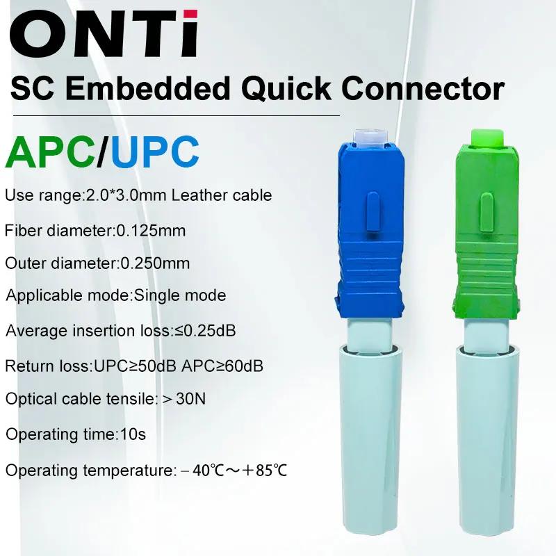 ONTi nuevo SC APC SM conector de fibra óptica monomodo herramienta FTTH herramienta de conector en frío SC UPC conector rápido de fibra óptica