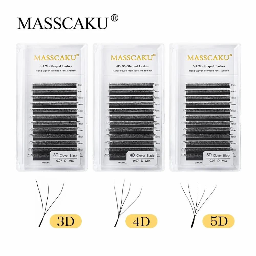 MASSCAKU 12 líneas Premium visón 3D 4D 5D 6D pestañas postizas prefabricadas forma W suministros de extensión de pestañas individuales suaves y naturales