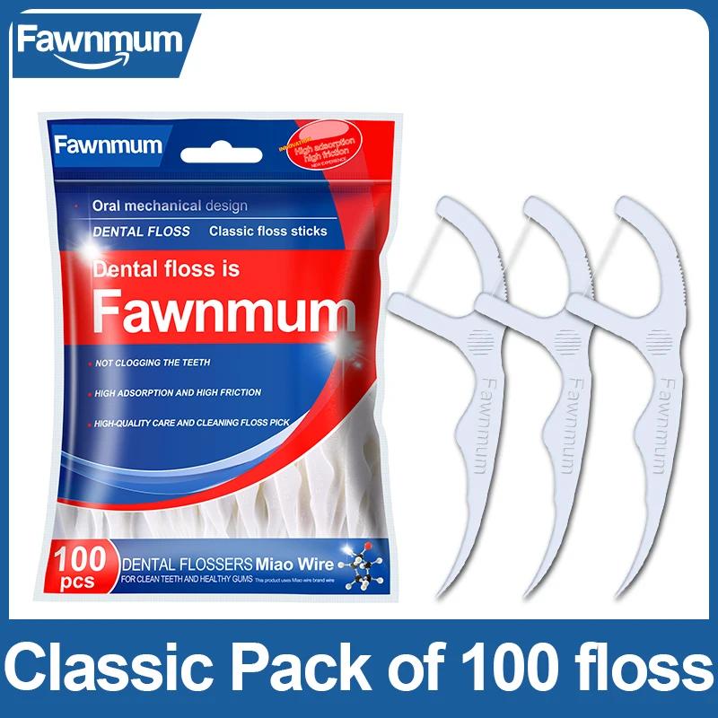 Fawnmum-hilo Dental de 100 piezas, palillos de dientes, cepillo Interdental, limpieza Dental, cuidado bucal