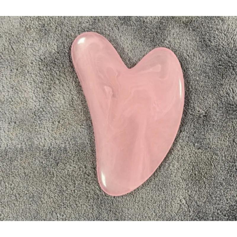 Tablero raspador Gua Sha de resina Natural, cuarzo rosa, Lifting Facial, tablero de masaje antiarrugas, belleza corporal, masaje de Spa