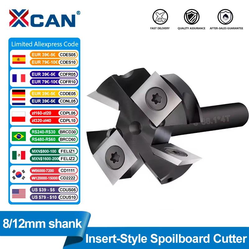 XCAN-broca de enrutador de superficie de Spoilboard CNC, vástago de 8/12mm, inserción de losa de carburo, broca de enrutador de aplanamiento, broca de cepillado de madera